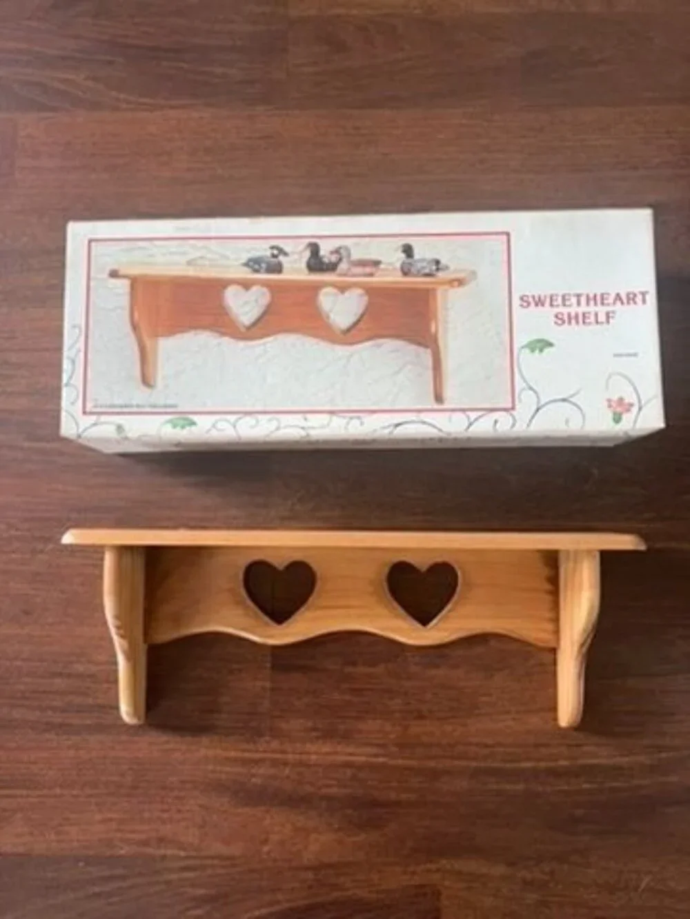 Vintage Sweetheart Shelf Set of 2 Wood Heart Wall Shelves Farmhouse Cottagecore